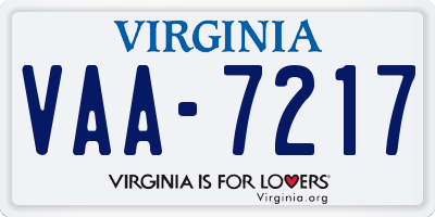 VA license plate VAA7217