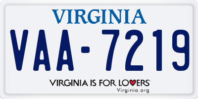 VA license plate VAA7219