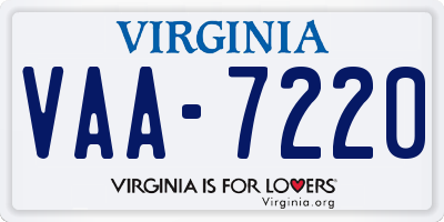 VA license plate VAA7220