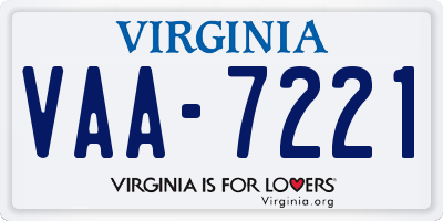 VA license plate VAA7221