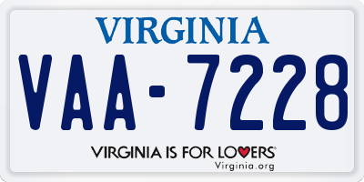 VA license plate VAA7228