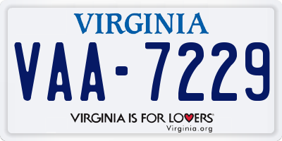 VA license plate VAA7229