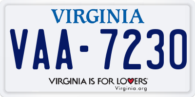 VA license plate VAA7230