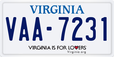 VA license plate VAA7231