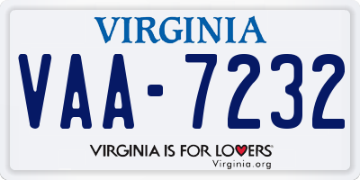 VA license plate VAA7232