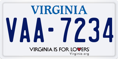 VA license plate VAA7234