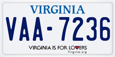 VA license plate VAA7236