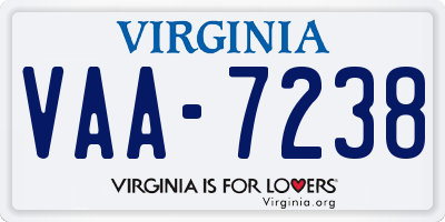 VA license plate VAA7238