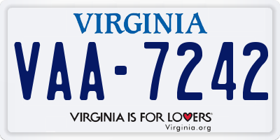 VA license plate VAA7242