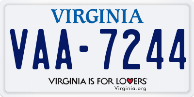 VA license plate VAA7244