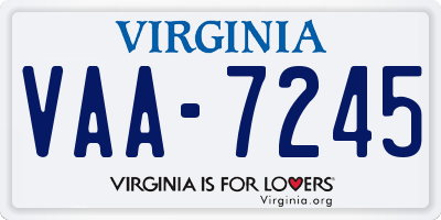 VA license plate VAA7245