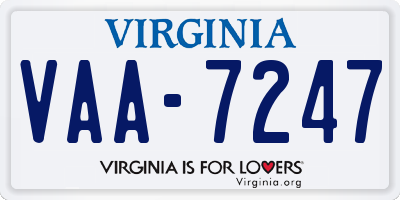 VA license plate VAA7247