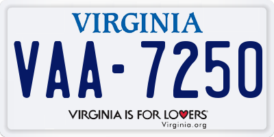 VA license plate VAA7250