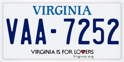 VA license plate VAA7252