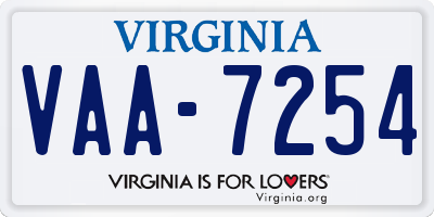 VA license plate VAA7254