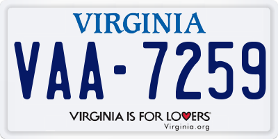 VA license plate VAA7259