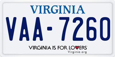 VA license plate VAA7260