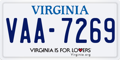 VA license plate VAA7269