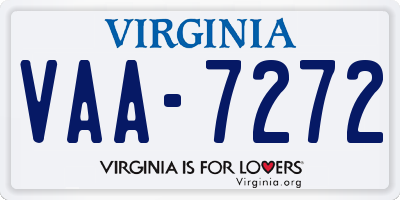 VA license plate VAA7272