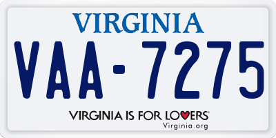 VA license plate VAA7275