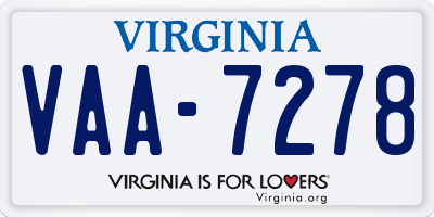 VA license plate VAA7278