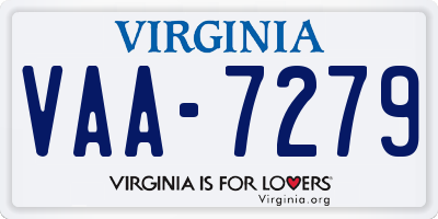 VA license plate VAA7279
