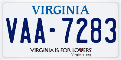 VA license plate VAA7283