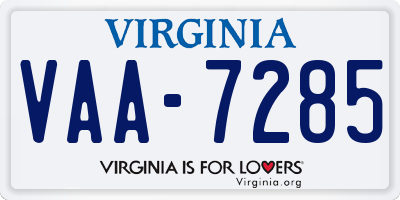 VA license plate VAA7285