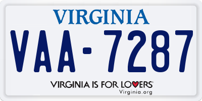 VA license plate VAA7287