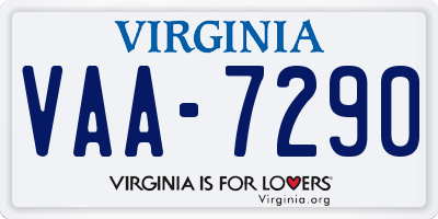 VA license plate VAA7290