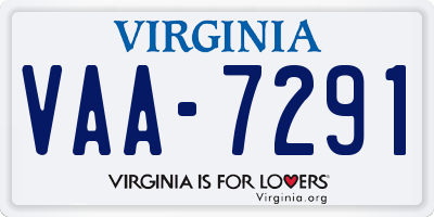 VA license plate VAA7291