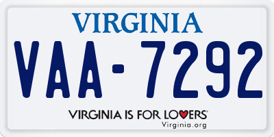 VA license plate VAA7292