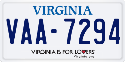 VA license plate VAA7294