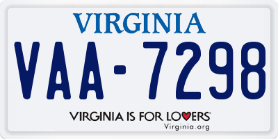 VA license plate VAA7298