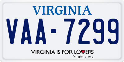 VA license plate VAA7299