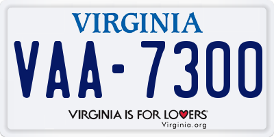 VA license plate VAA7300