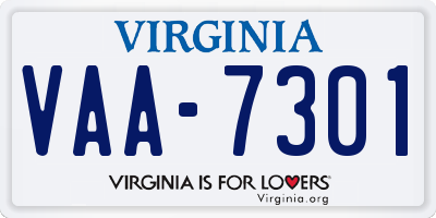 VA license plate VAA7301