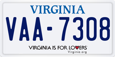 VA license plate VAA7308