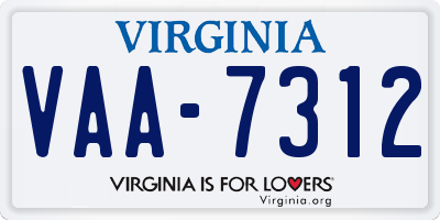 VA license plate VAA7312