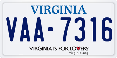 VA license plate VAA7316