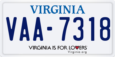 VA license plate VAA7318