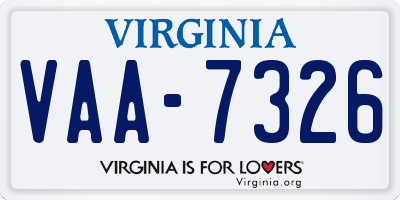 VA license plate VAA7326