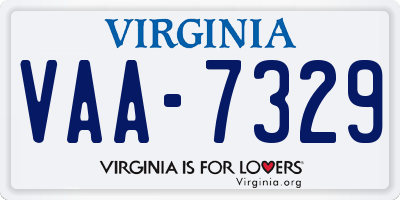 VA license plate VAA7329