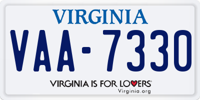 VA license plate VAA7330