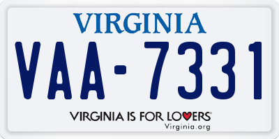 VA license plate VAA7331