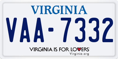 VA license plate VAA7332