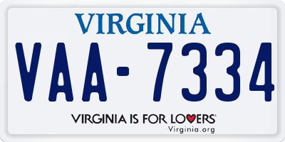 VA license plate VAA7334