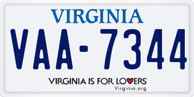 VA license plate VAA7344