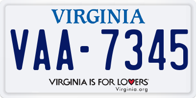 VA license plate VAA7345