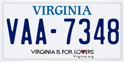 VA license plate VAA7348